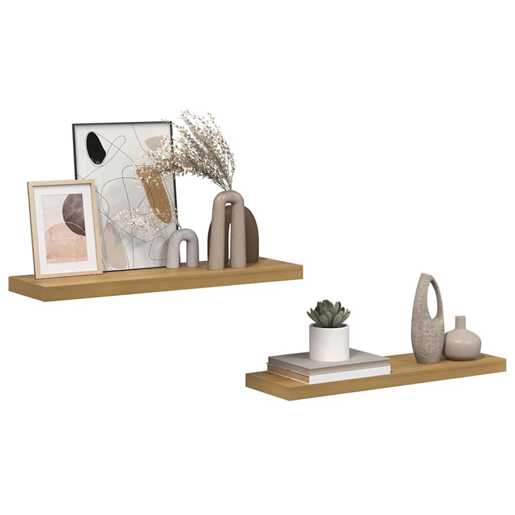 vidaXL Wall Shelf 2 pcs Brown 80 x 23.5 x 3.8 cm Engineered Wood 3