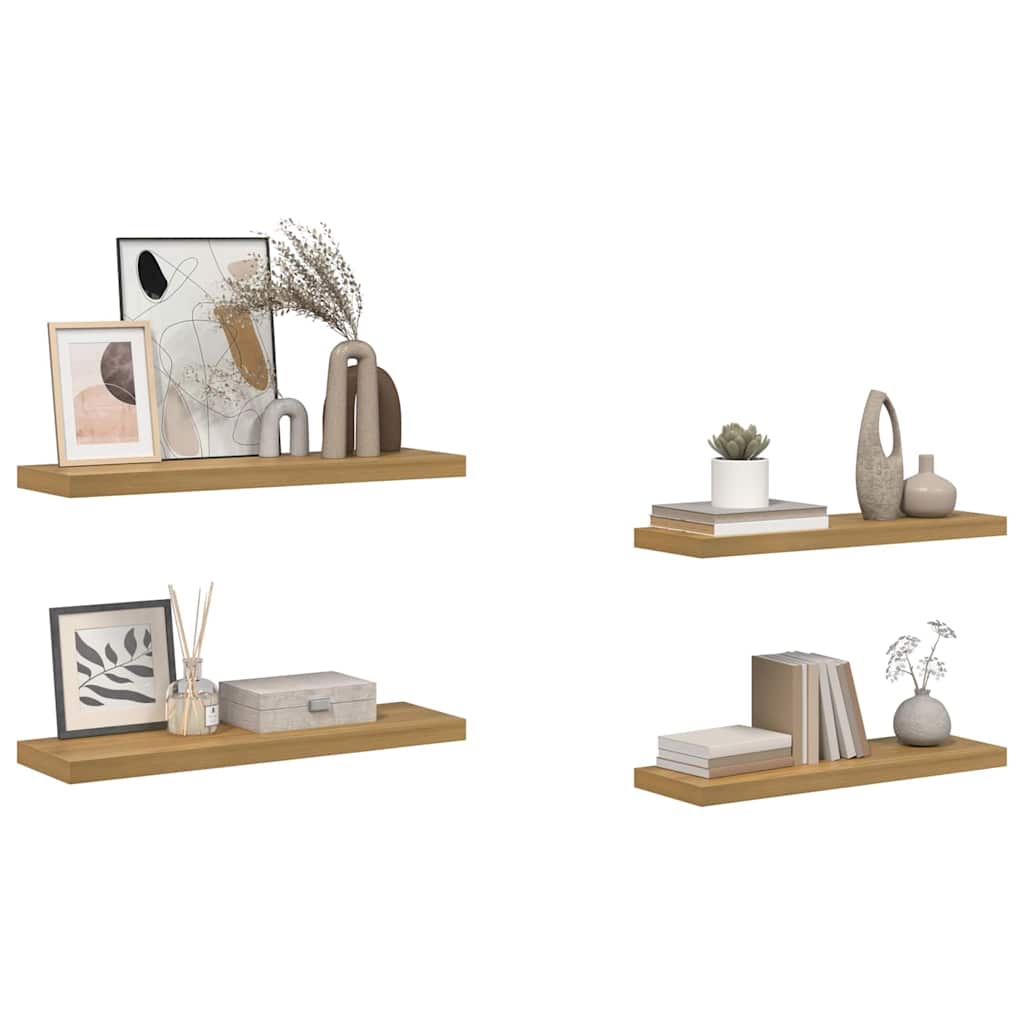 vidaXL Wall Shelf 4 pcs Brown 80 x 23.5 x 3.8 cm Engineered Wood 3