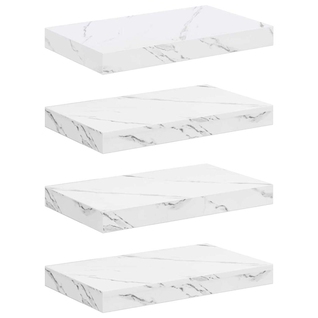 vidaXL Wall Shelf 4 pcs White Marble 40 x 23.5 x 3.8 cm 2
