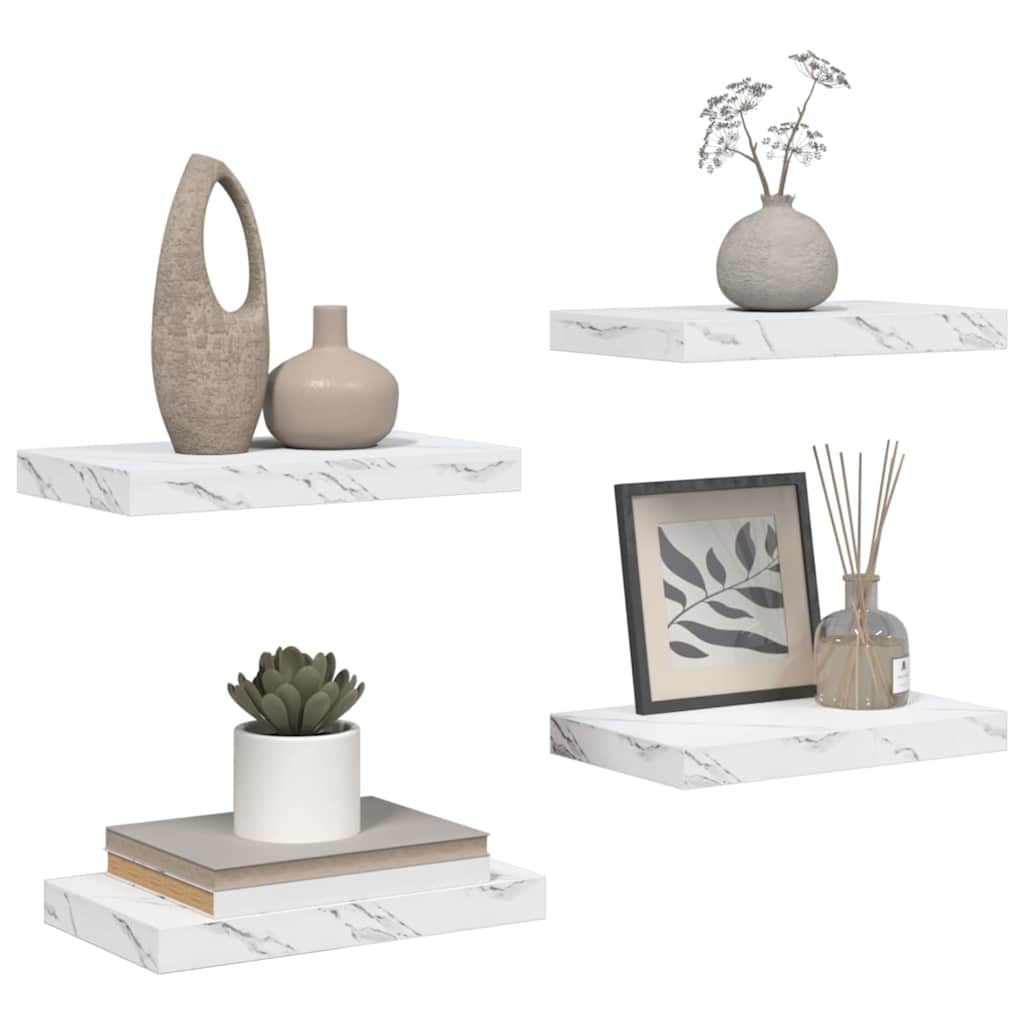 vidaXL Wall Shelf 4 pcs White Marble 40 x 23.5 x 3.8 cm 3