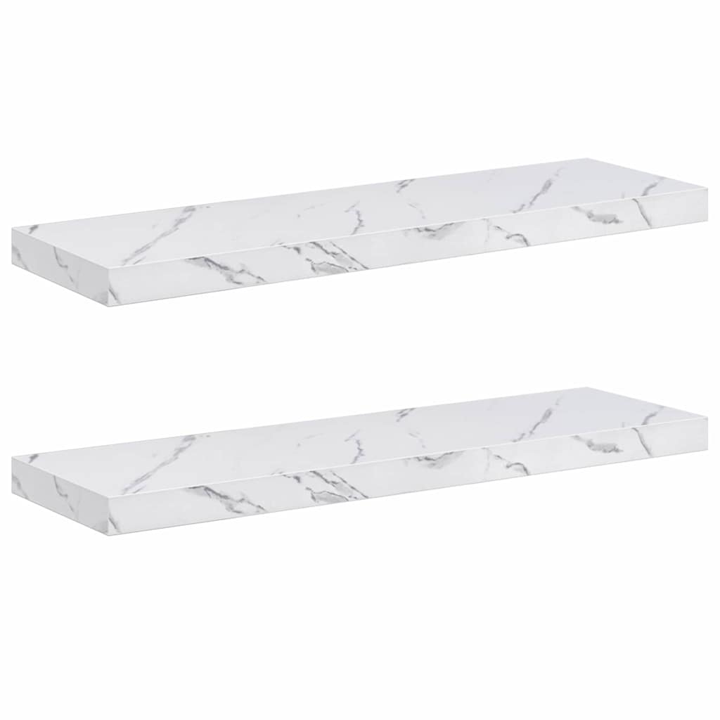 vidaXL Wall Shelf 2 pcs White Marble 90 x 23.5 x 3.8 cm 2
