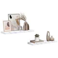vidaXL Wall Shelf 2 pcs White Marble 90 x 23.5 x 3.8 cm 3