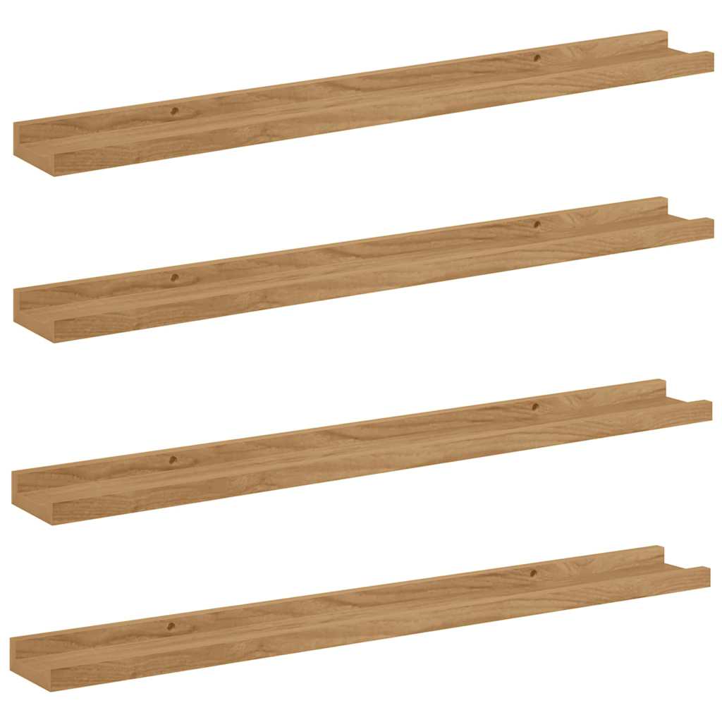 vidaXL Wall Shelf 4 pcs Brown 80 x 9 x 3 cm Engineered Wood 2