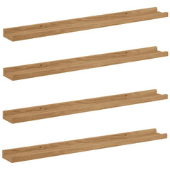 vidaXL Wall Shelf 4 pcs Brown 80 x 9 x 3 cm Engineered Wood 2