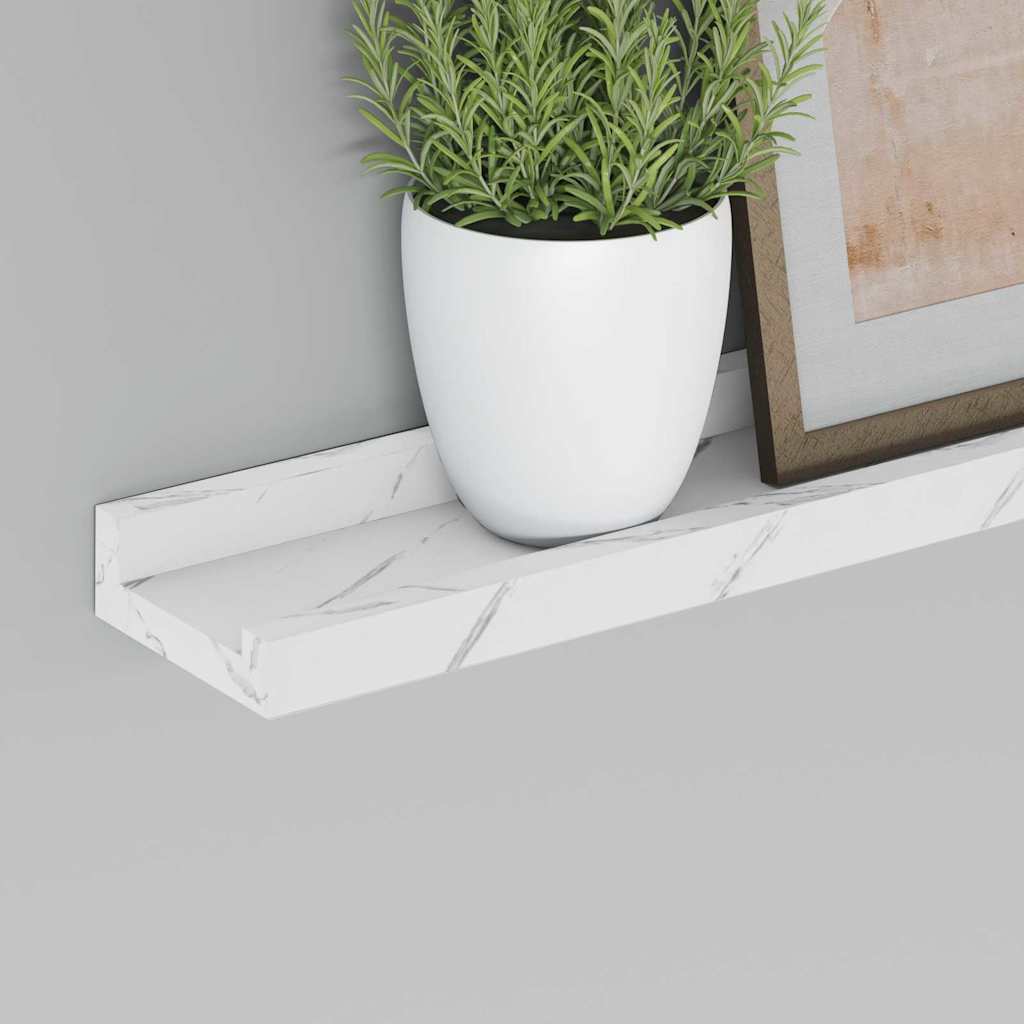 vidaXL Wall Shelf 4 pcs White Marble 100 x 9 x 3 cm Engineered Wood 5
