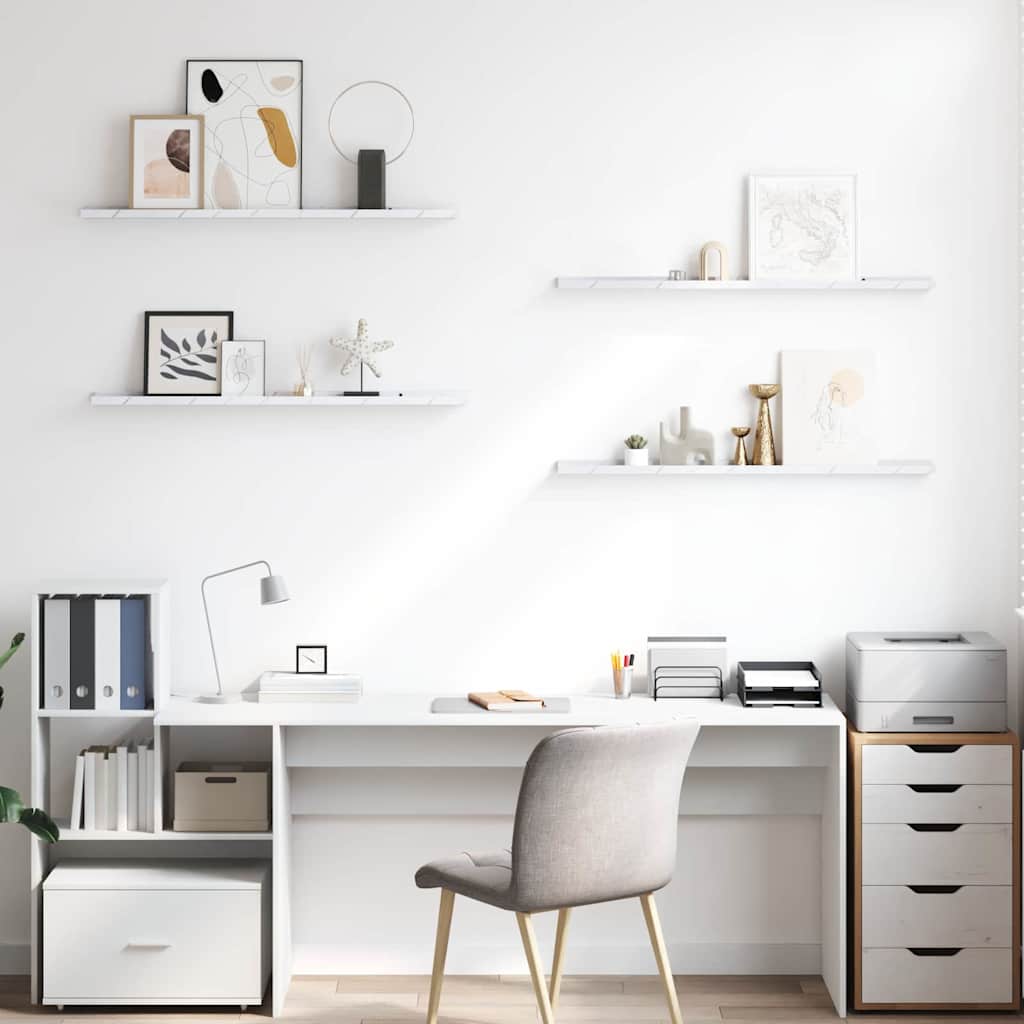 vidaXL Wall Shelf 4 pcs White Marble 100 x 9 x 3 cm Engineered Wood 4