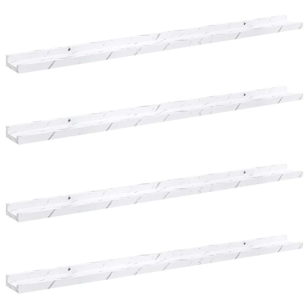 vidaXL Wall Shelf 4 pcs White Marble 100 x 9 x 3 cm Engineered Wood 2