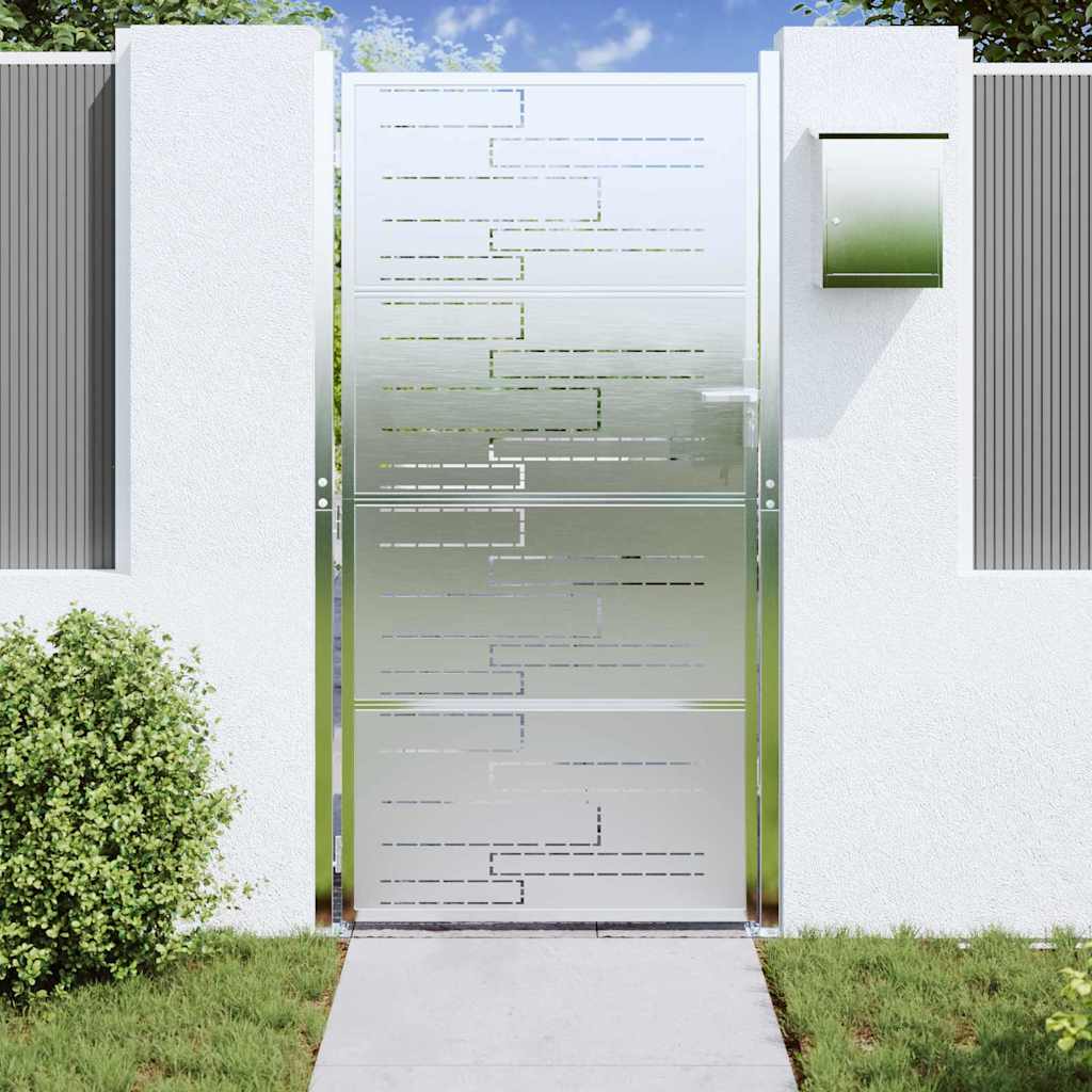 vidaXL Garden Gate 85 x 174 cm Stainless Steel Silver Lockable 3