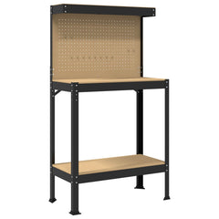vidaXL Workbench Black 81 x 41 x 145 cm Engineered Wood and Metal 2
