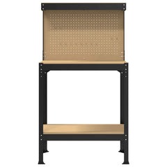 vidaXL Workbench Black 81 x 41 x 145 cm Engineered Wood and Metal 5