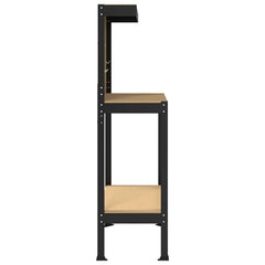 vidaXL Workbench Black 81 x 41 x 145 cm Engineered Wood and Metal 6