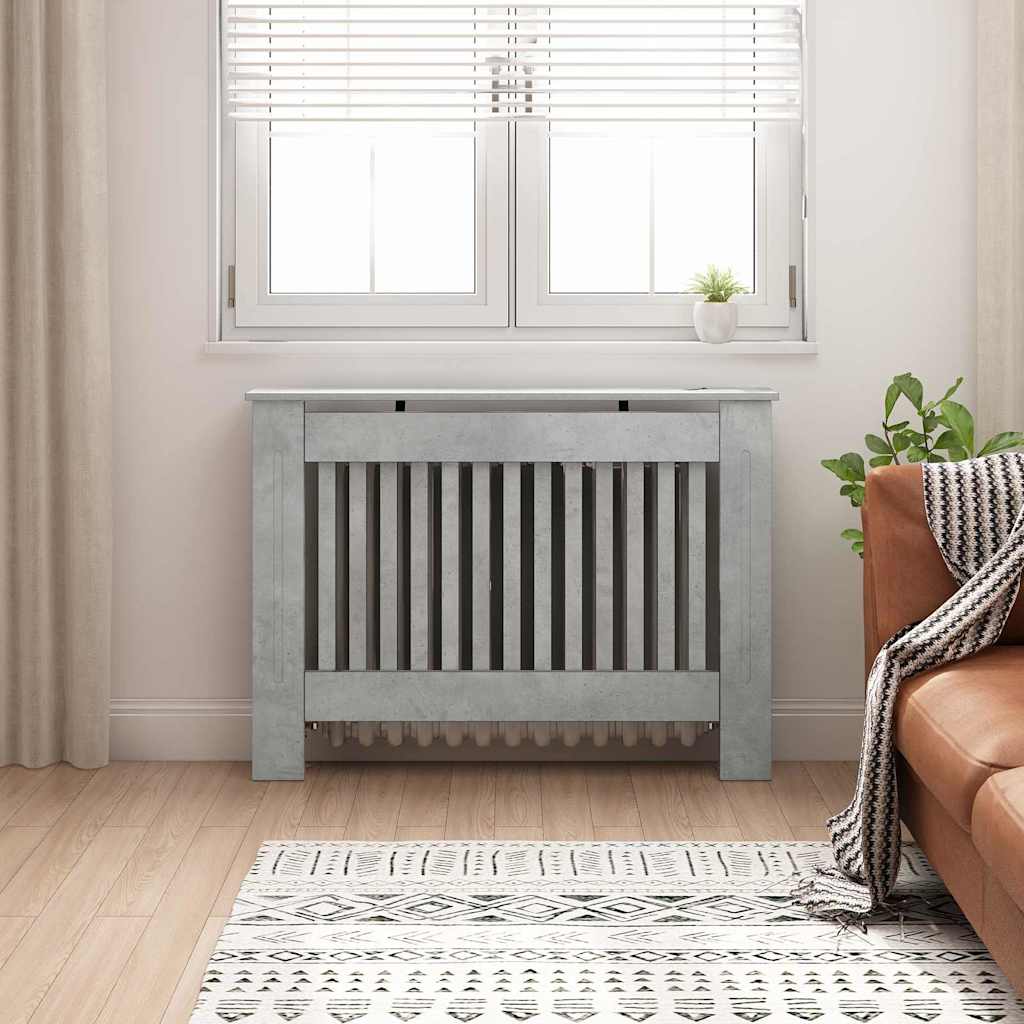 vidaXL Radiator Cover Concrete Grey 112 x 19 x 81.5 cm Engineered Wood 1