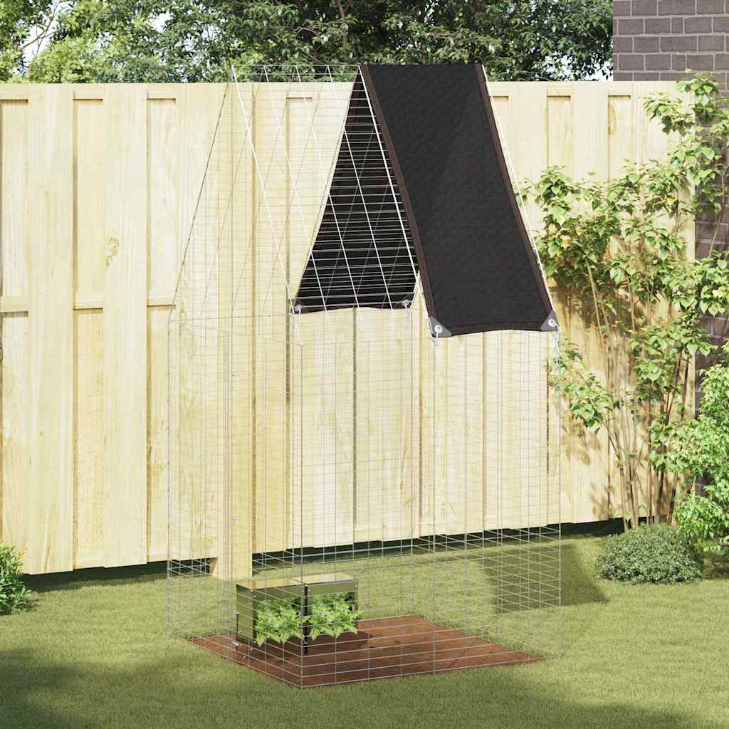 Rabbit Cage Silver 100 x 100 x 210 cm Galvanised Steel 101 cm with roof