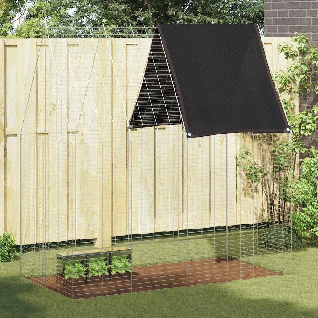 Rabbit Cage Silver 100 x 100 x 210 cm Galvanised Steel 202 cm with roof
