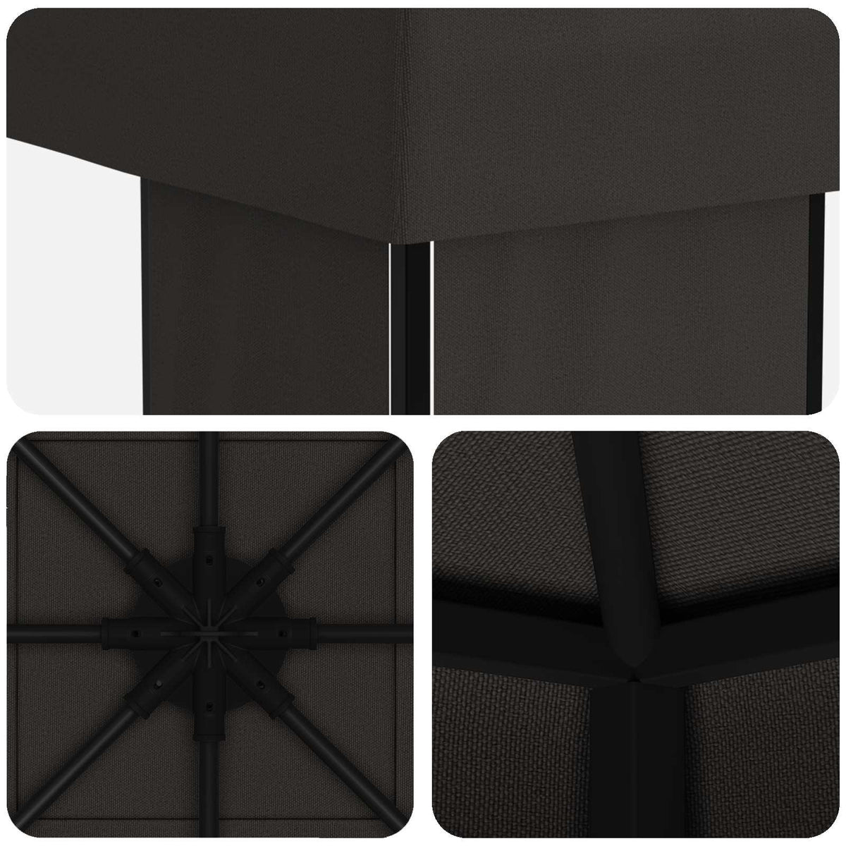Gazebo 4 x 3 m Polyester and Steel 190 gsm without Sidewall Anthracite