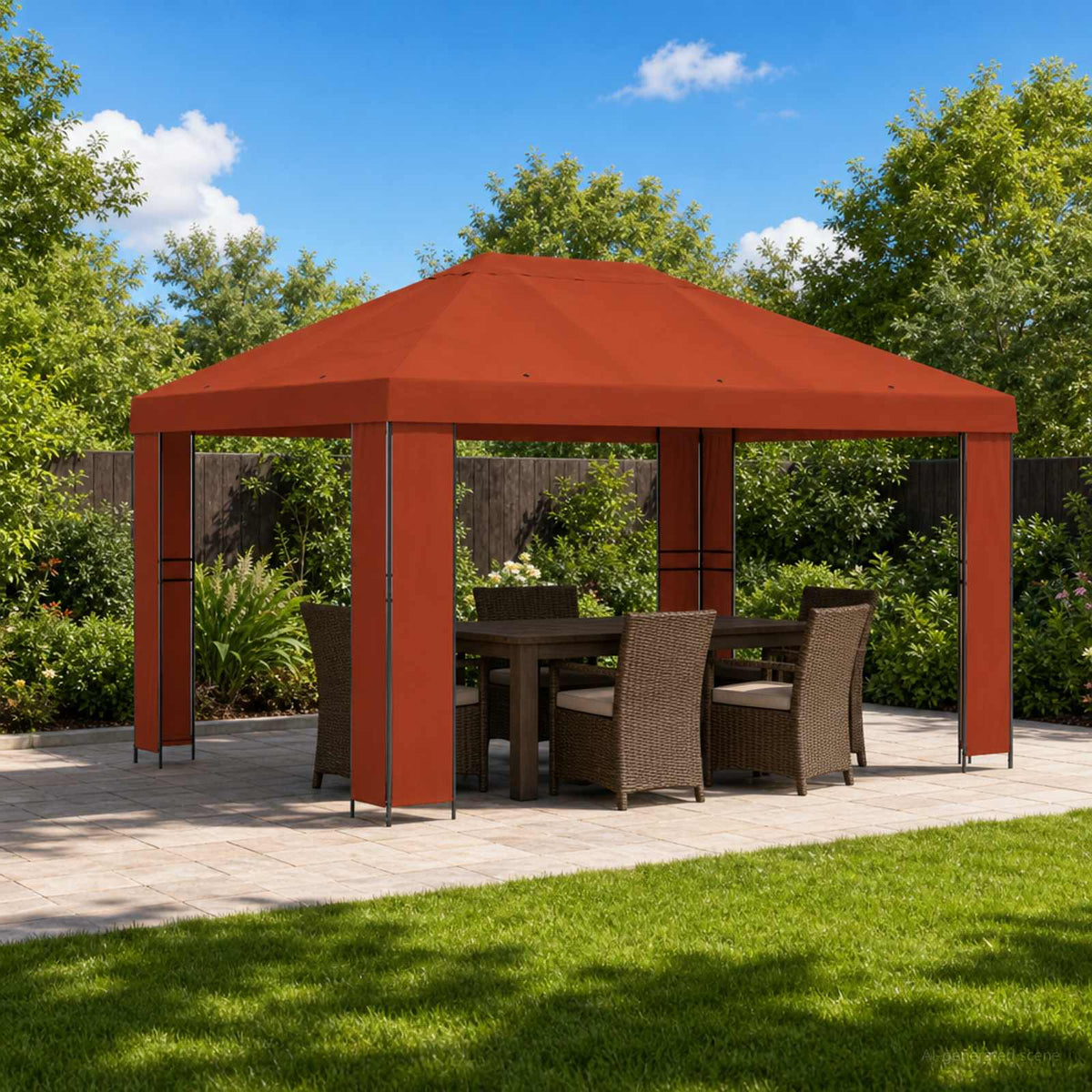 Gazebo 4 x 3 m Polyester and Steel 190 gsm without Sidewall Terracotta