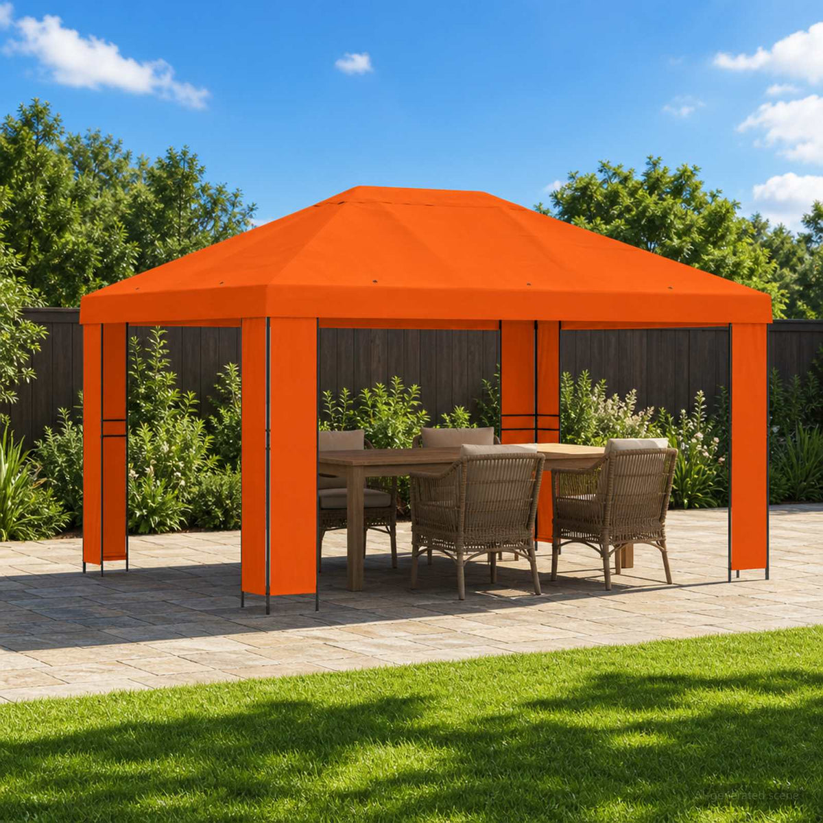 Gazebo 4 x 3 m Polyester and Steel 190 gsm without Sidewall Orange