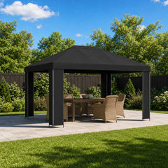 Gazebo 4 x 3 m Polyester and Steel 190 gsm without Sidewall Black