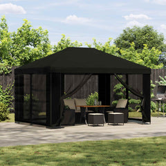 Garden Gazebo with Sidewalls 4 x 3 m Polyester and Steel with 4 Sidewalls Black