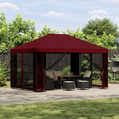 Garden Gazebo with Sidewalls 4 x 3 m Polyester and Steel with 4 Sidewalls Burgundy