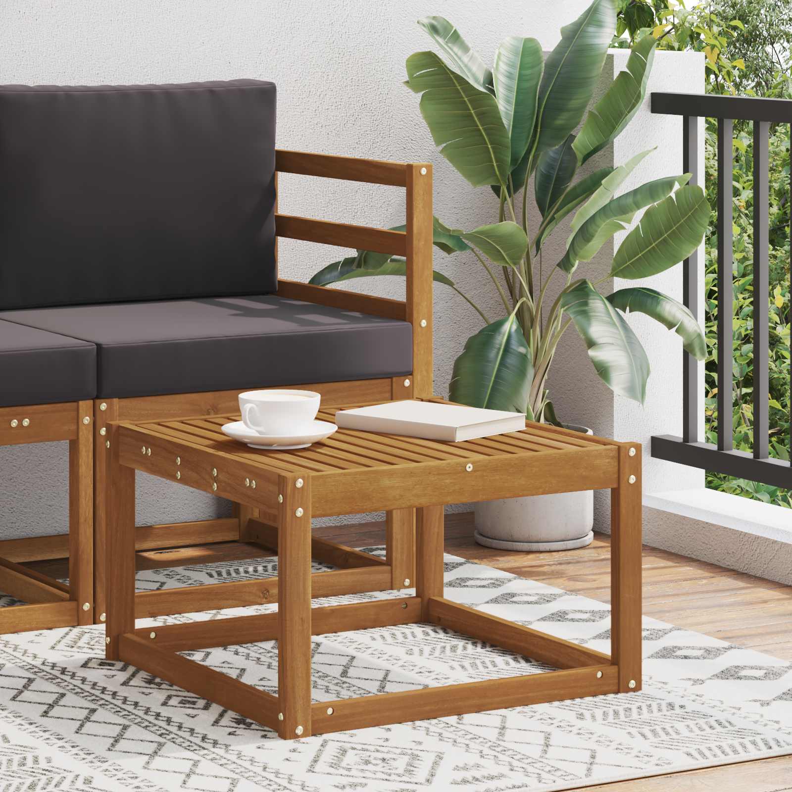 vidaXL Outdoor Table Solid Acacia Wood Natural 59 x 59 x 37 cm 1