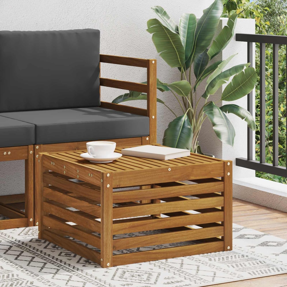 Outdoor Solid Acacia Wood 59 x 59 x 37 cm Natural Table