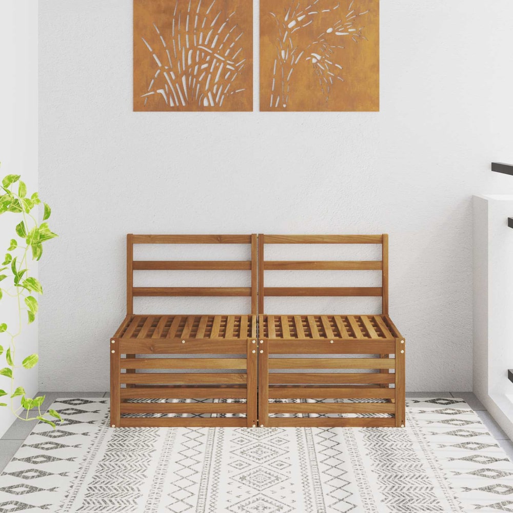 Outdoor Solid Acacia Wood 59 x 59 x 37 cm Natural 2x middle