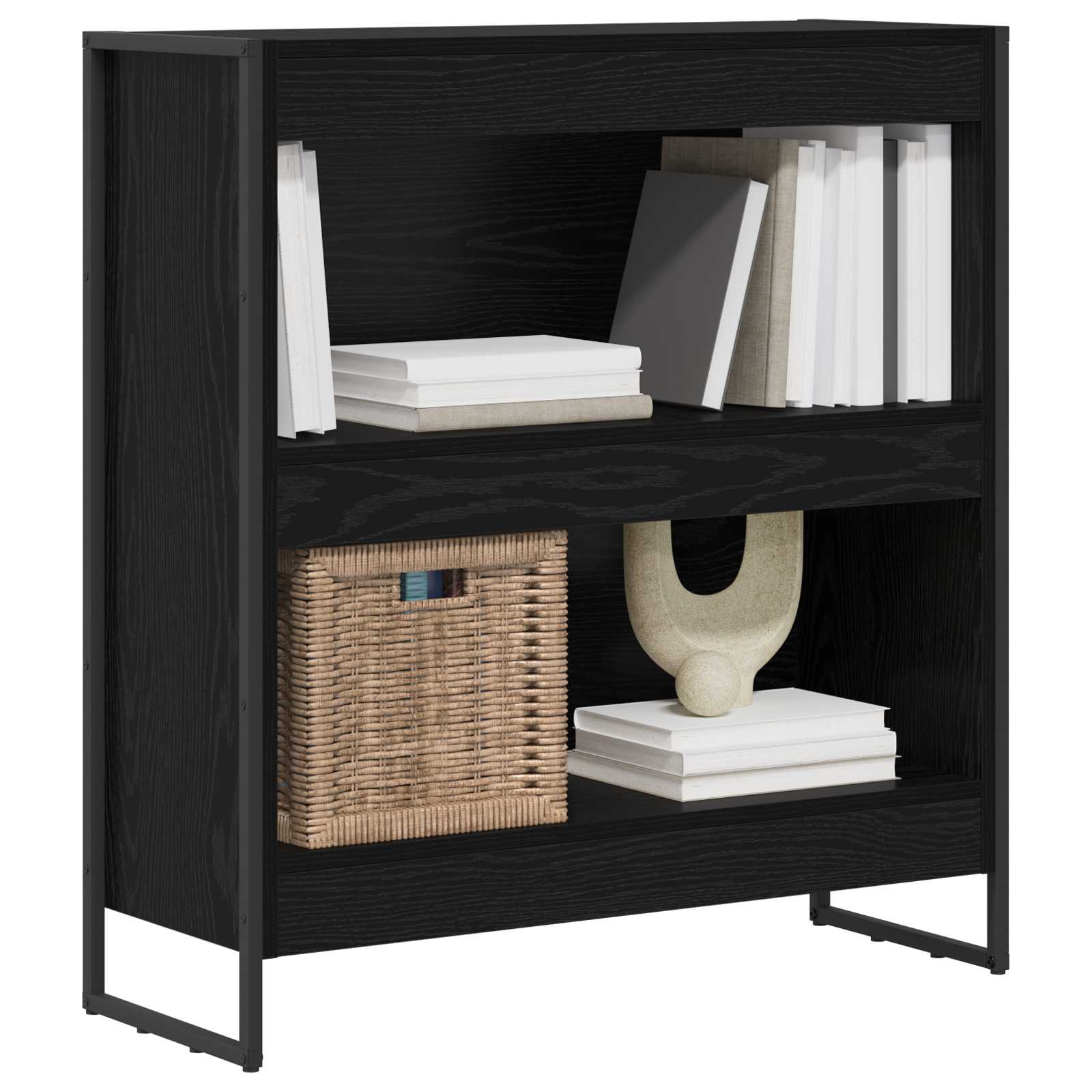 vidaXL Book Cabinet 80 x 30 x 86.5 cm Engineered Wood Black Oak 3