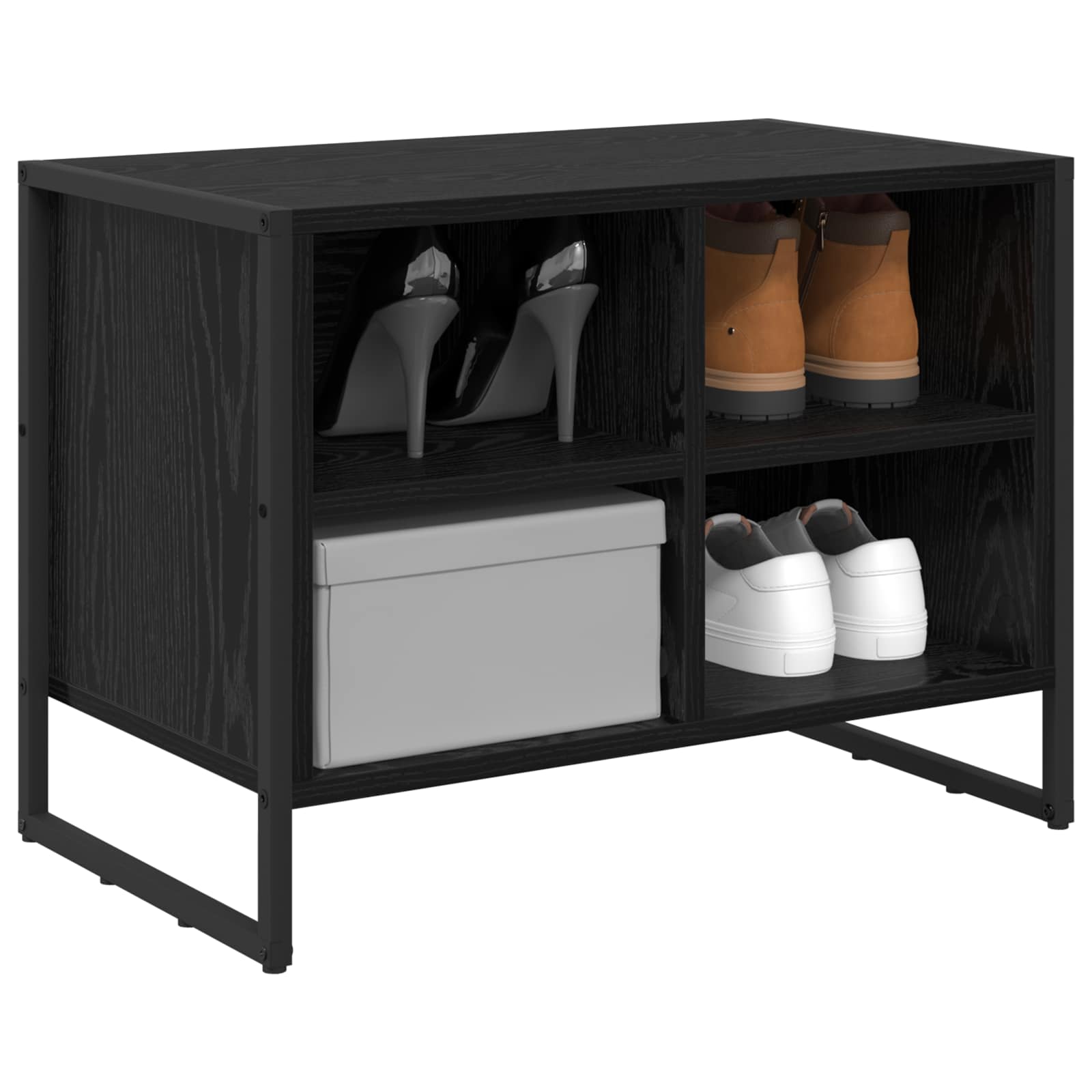 vidaXL Shoe Cabinet 60 x 35 x 44 cm Engineered Wood Black Oak 3