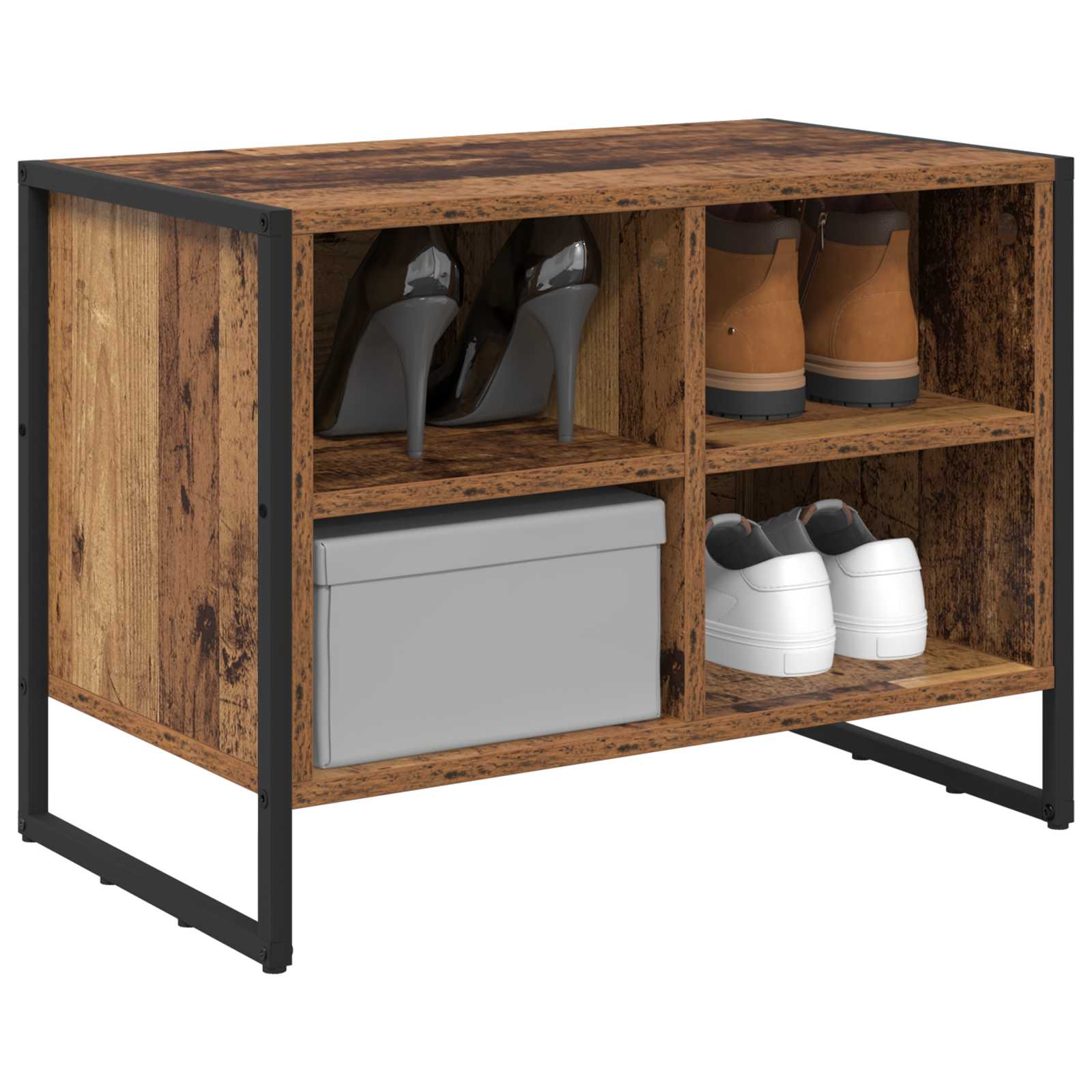 vidaXL Shoe Cabinet 60 x 35 x 44 cm Engineered Wood Old Wood 3