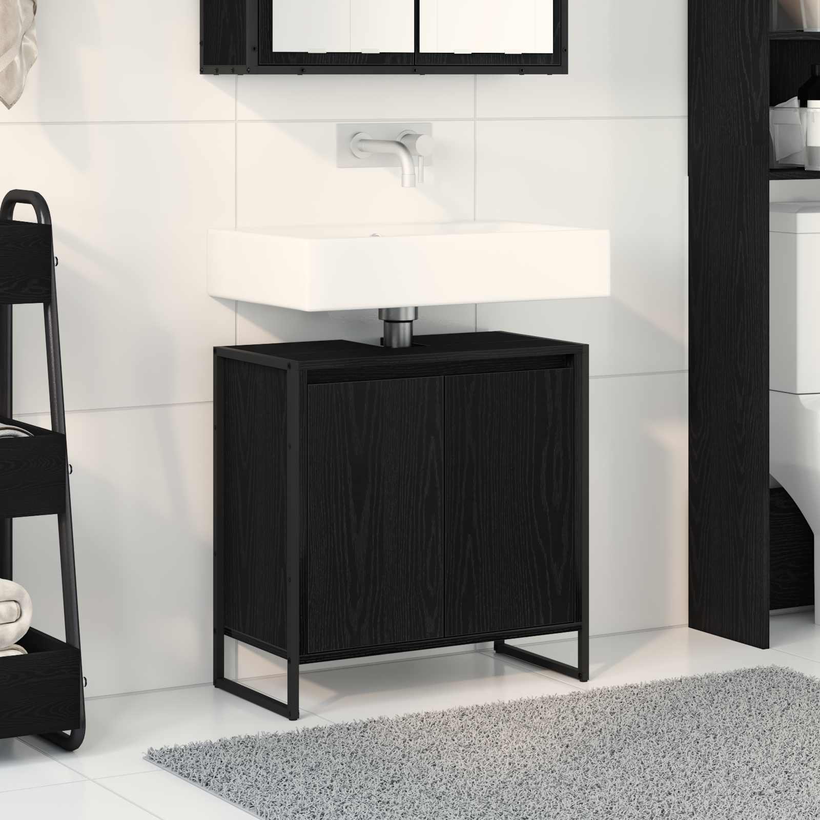 Bathroom Cabinet Engineered Wood in Black Oak