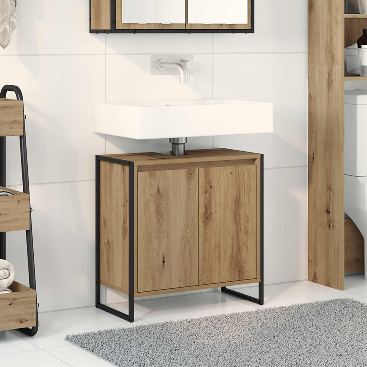 Bathroom Cabinet Engineered Wood in Artisan Oak