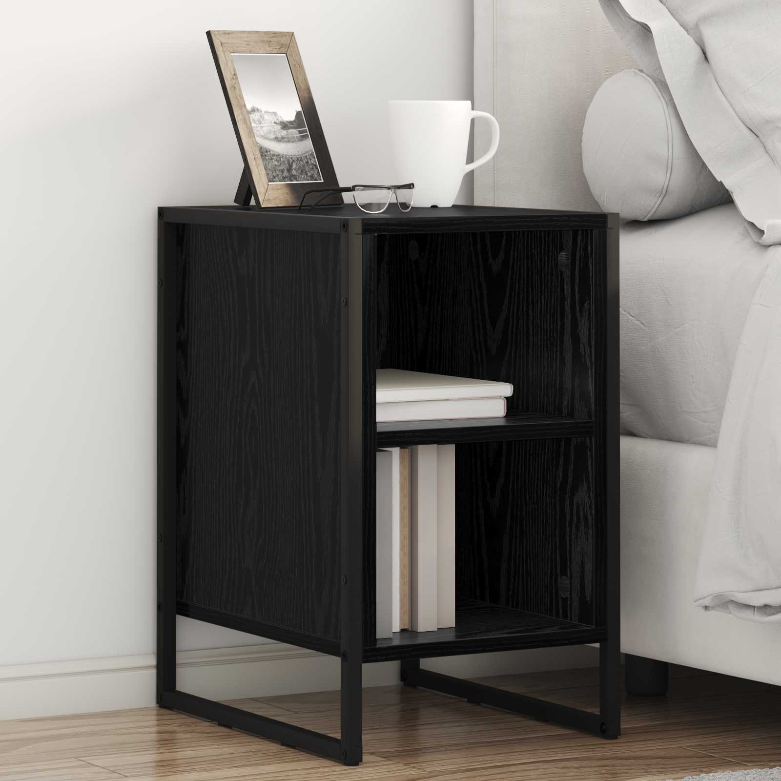 vidaXL Bedside Table 2 pcs Black Oak 39.5 x 30 x 50 cm Engineered Wood 1