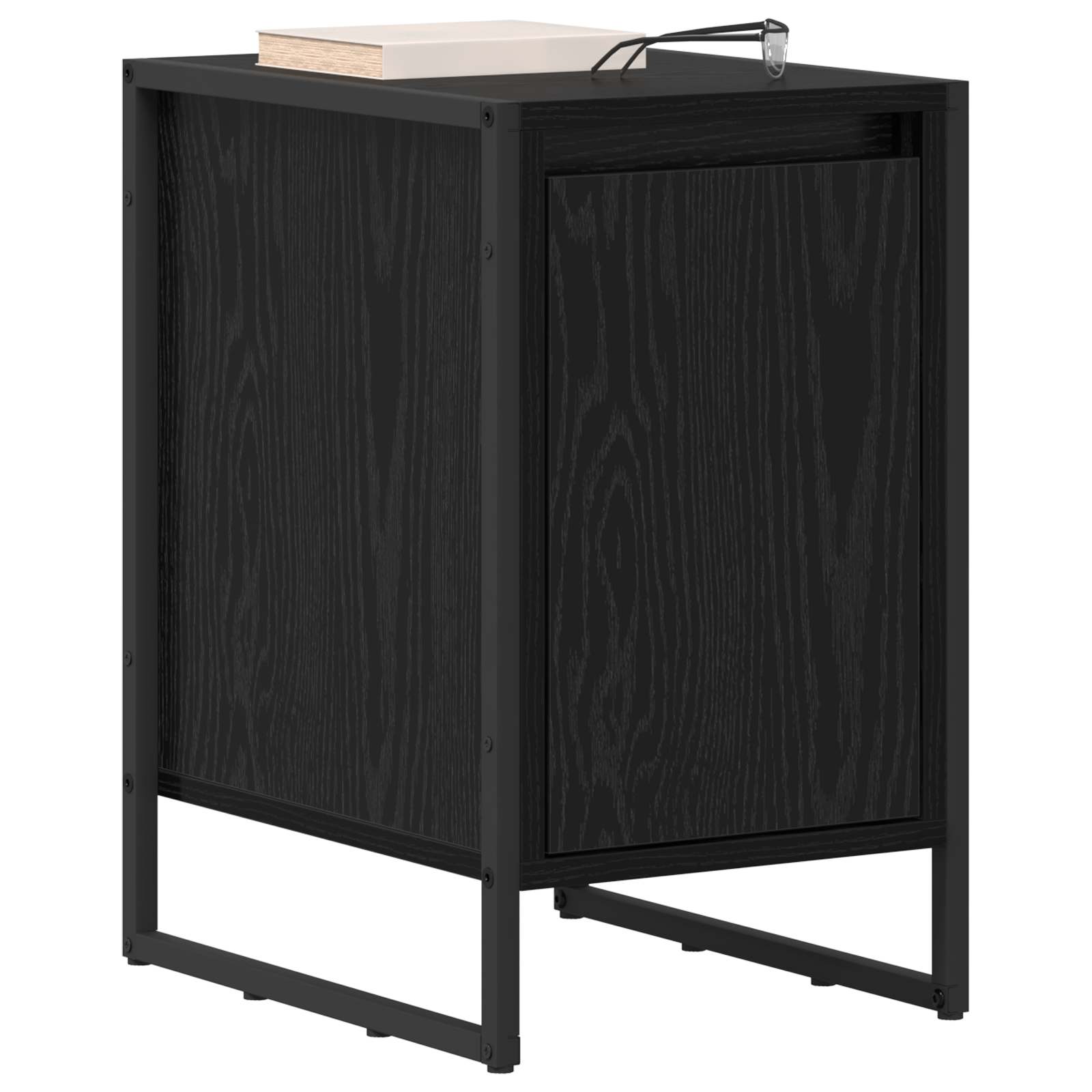 vidaXL Bedside Table Black Oak 39.5 x 30 x 50 cm Engineered Wood 3