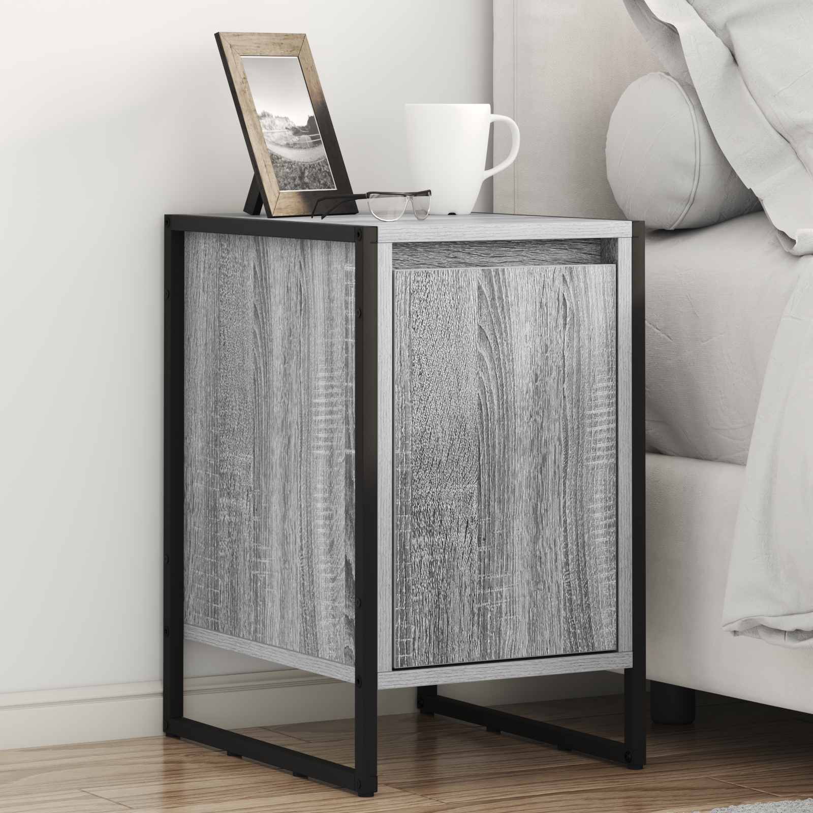 vidaXL Bedside Table Grey Sonoma 39.5 x 30 x 50 cm Engineered Wood 1