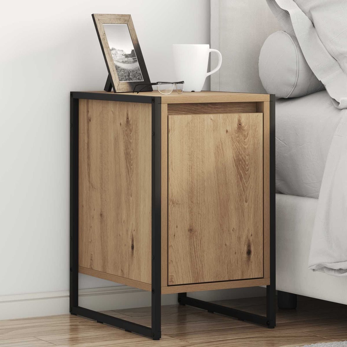 Bedside Table Engineered Wood in Artisan Oak