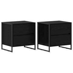 vidaXL Bedside Table 2 pcs Black Oak 50 x 39.5 x 50 cm Engineered Wood 2
