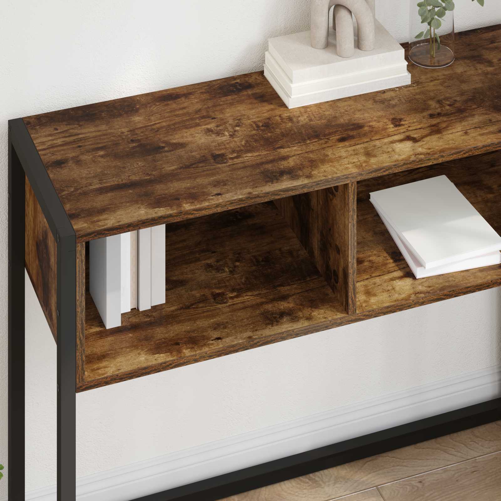vidaXL End Table Smoke Oak 100 x 36 x 75 cm Engineered Wood 4
