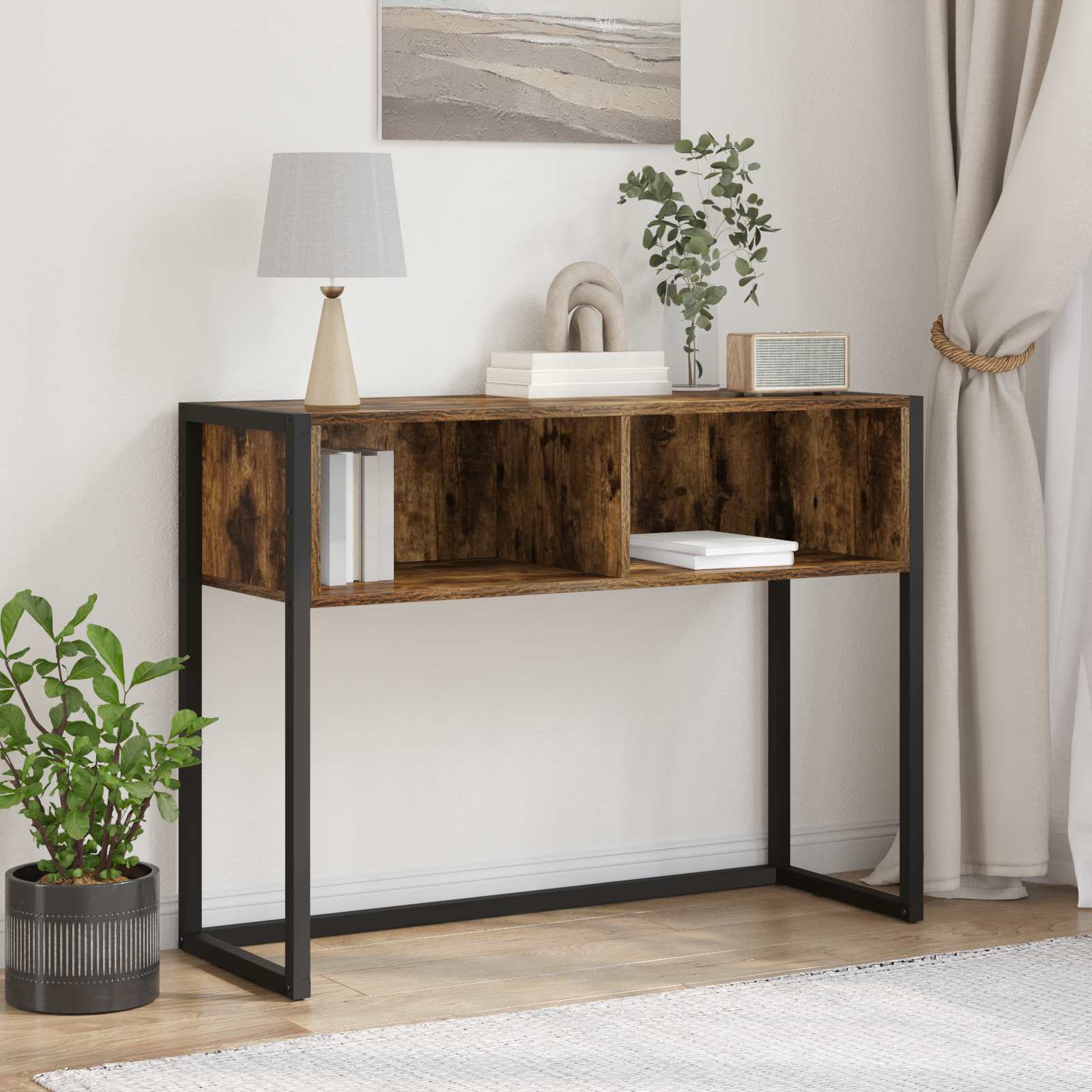 vidaXL End Table Smoke Oak 100 x 36 x 75 cm Engineered Wood 1