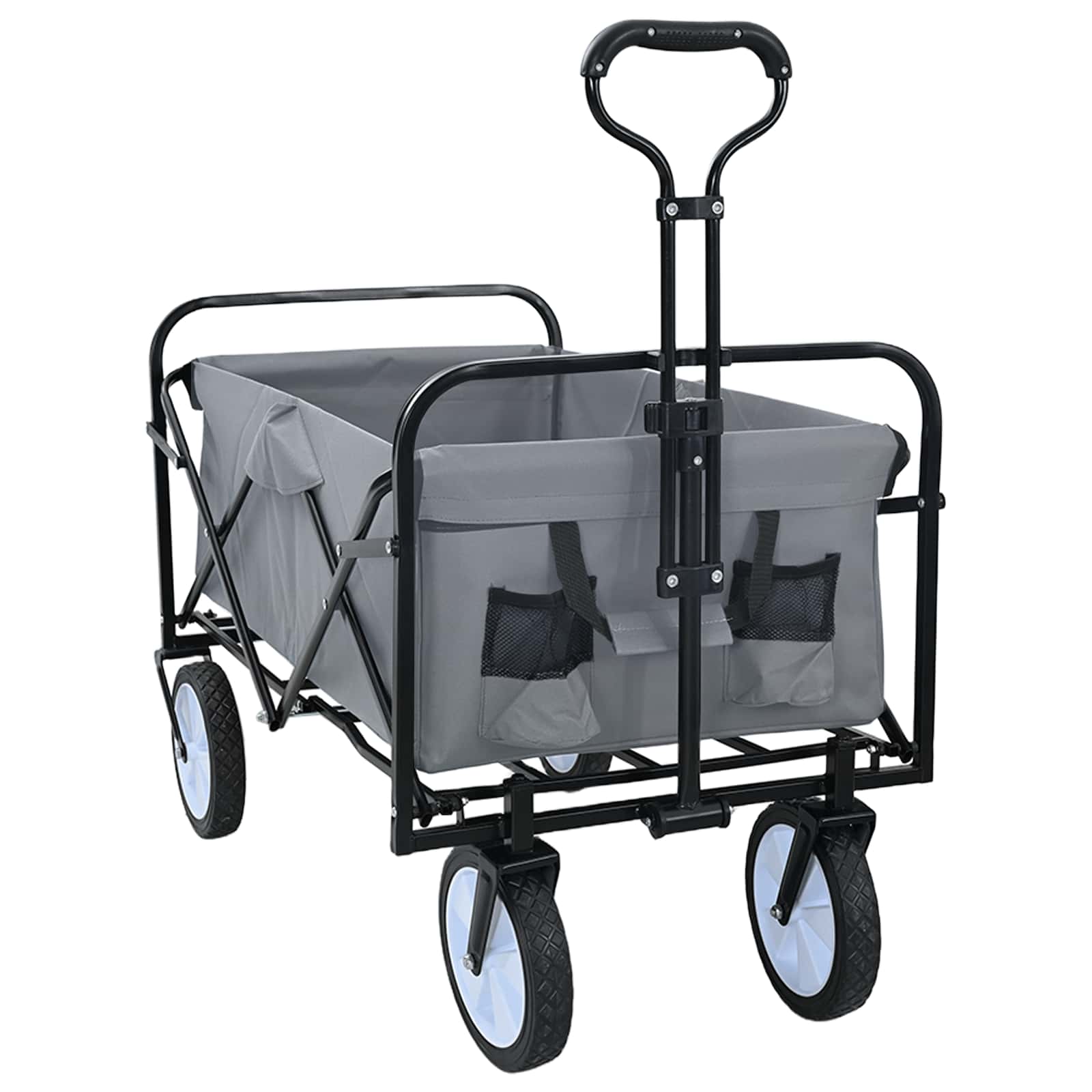 vidaXL Folding Shopping Trolley with Breaks Grey 94 x 53 x 99 cm 5