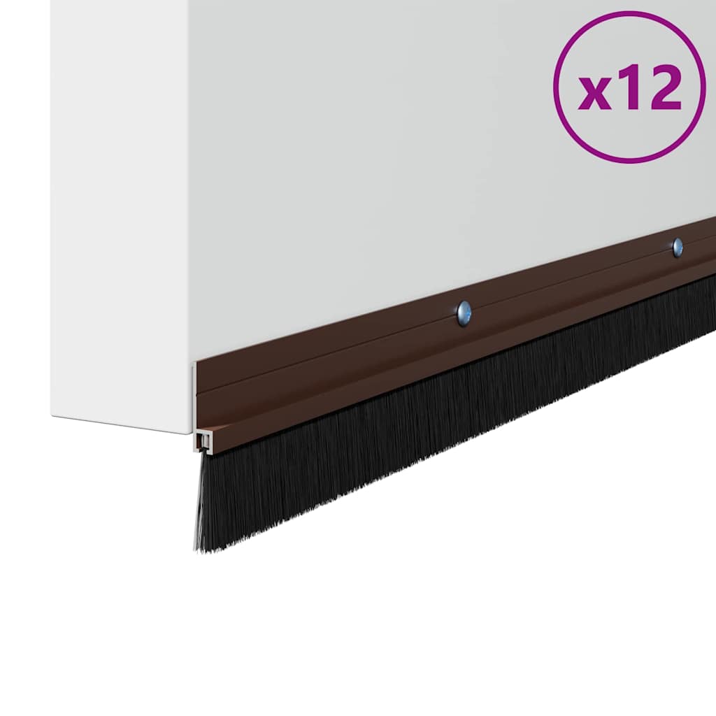 vidaXL Screw-on Door Brush Seals 12 pcs Brown 100 cm Aluminium Alloy 3