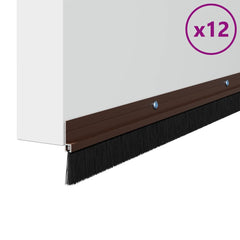 vidaXL Screw-on Door Brush Seals 12 pcs Brown 100 cm Aluminium Alloy 3