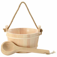 vidaXL Sauna Bucket 2 pcs Brown Solid Pine Wood and Hemp 2