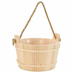 vidaXL Sauna Bucket 2 pcs Brown Solid Pine Wood and Hemp 4