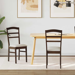 Dining Chair 2 pcs Solid Rubber Wood Light brown and light