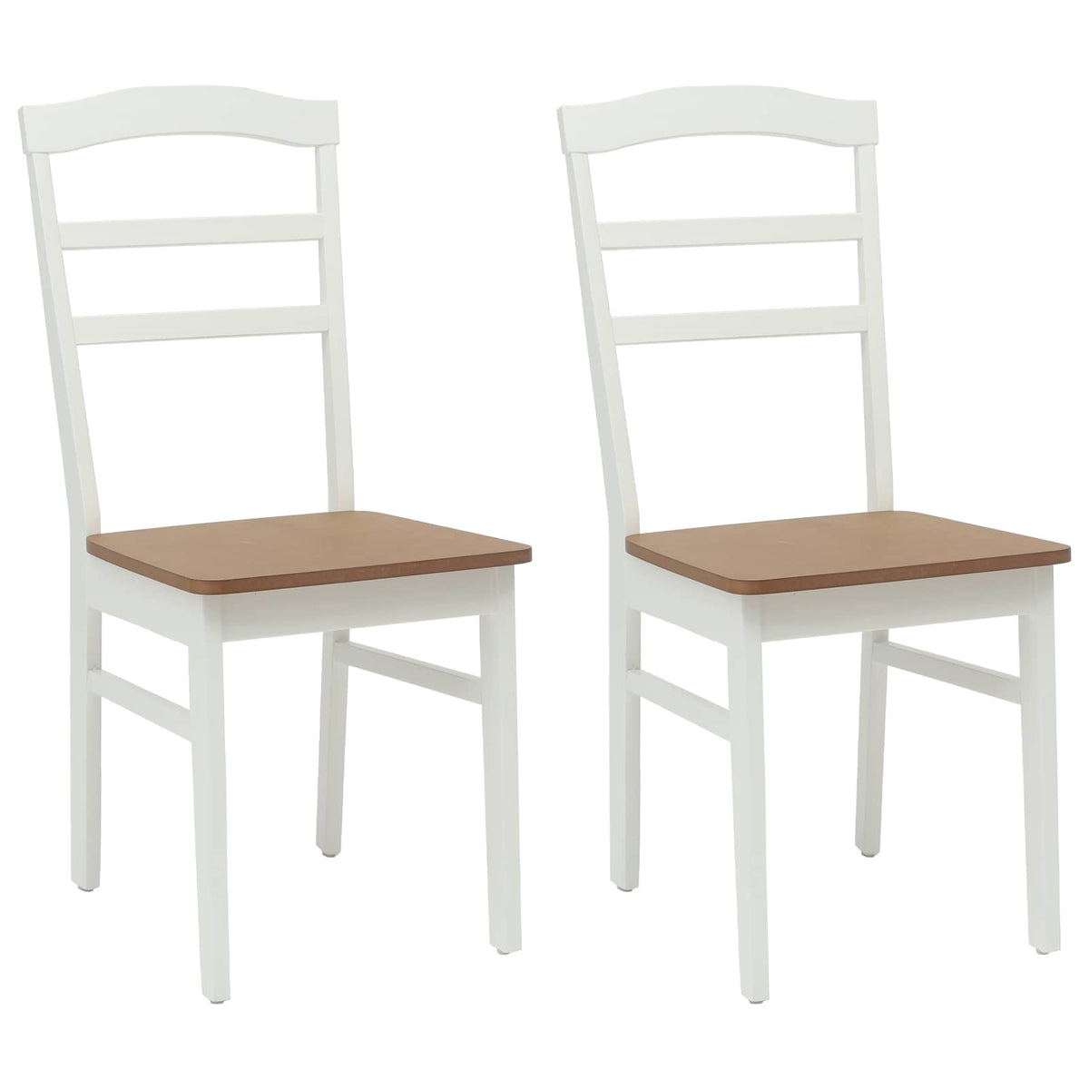 Dining Chair 2 pcs Solid Rubber Wood White and natural