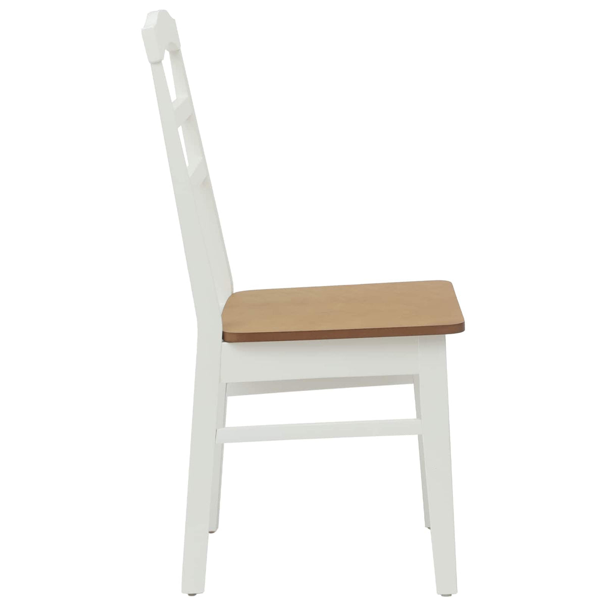 Dining Chair 2 pcs Solid Rubber Wood White and natural