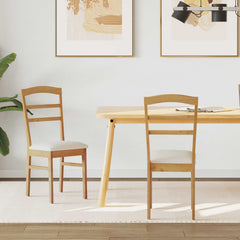 Dining Chair 2 pcs Solid Rubber Wood Natural and white