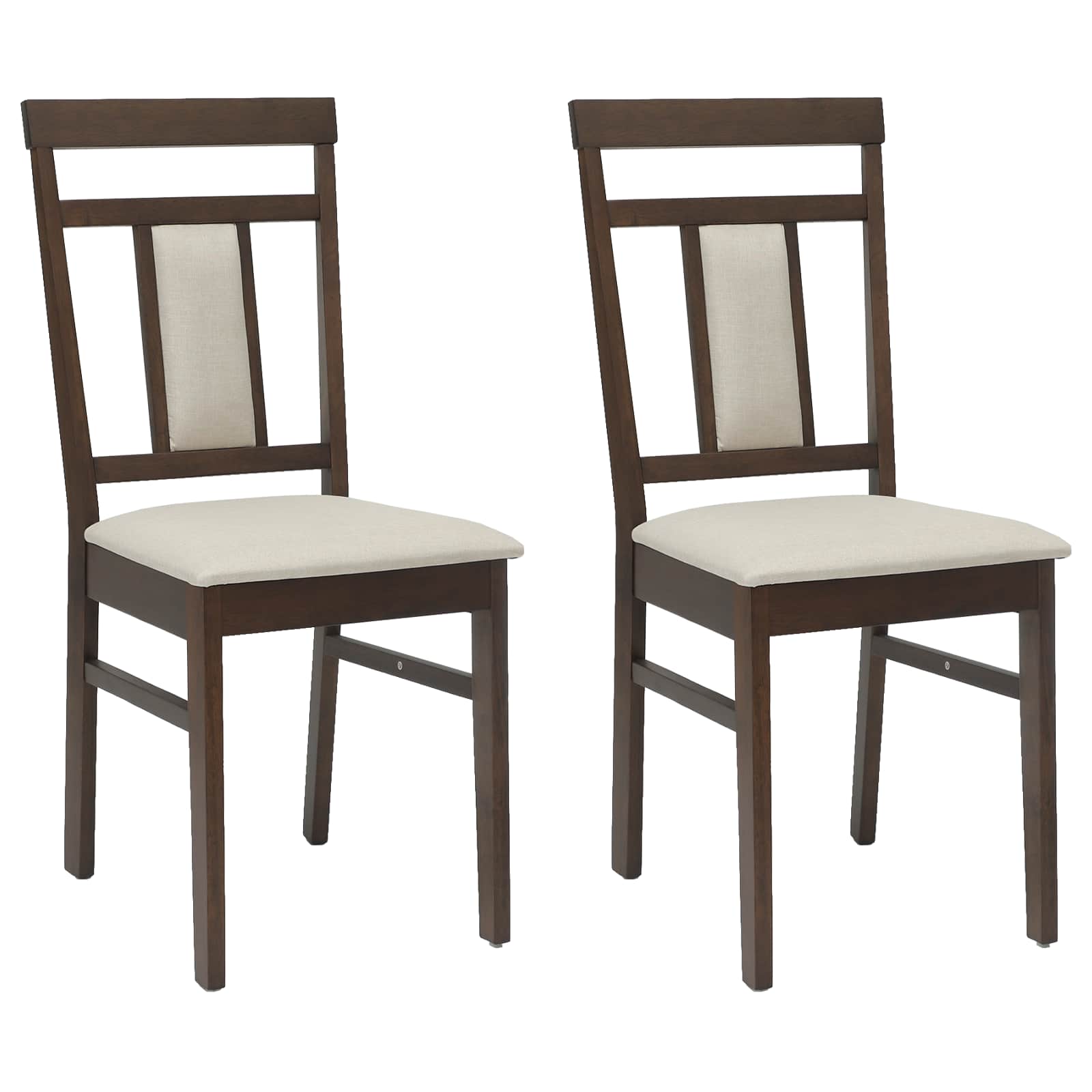 vidaXL Dining Chair 2 pcs Solid Rubber Wood Light Brown and Light 2