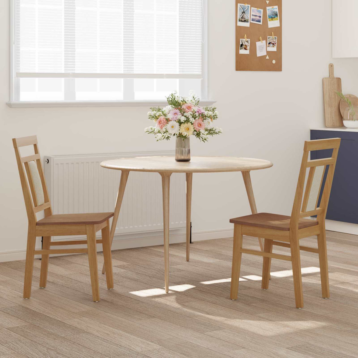 Dining Chair 2 pcs Solid Rubber Wood